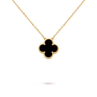 FORTUNE CLOVER NECKLACE | BLACK/GOLD