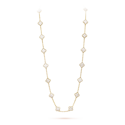 FLORAL CLOVER NECKLACE 20 MOTIFS - WHITE/GOLD