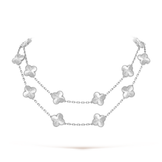FLORAL CLOVER NECKLACE 20 MOTIFS - SILVER