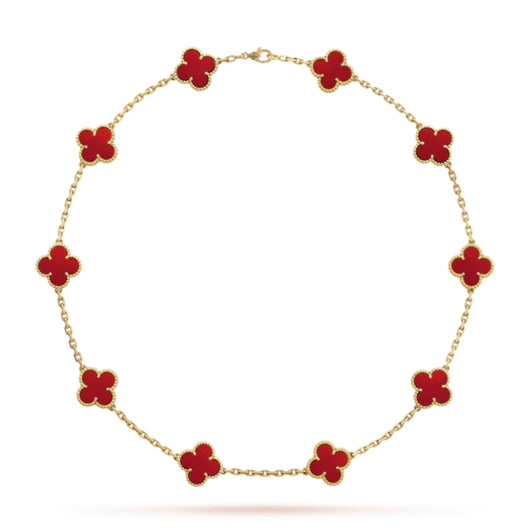 FLORAL CLOVER NECKLACE 10 MOTIFS - RED
