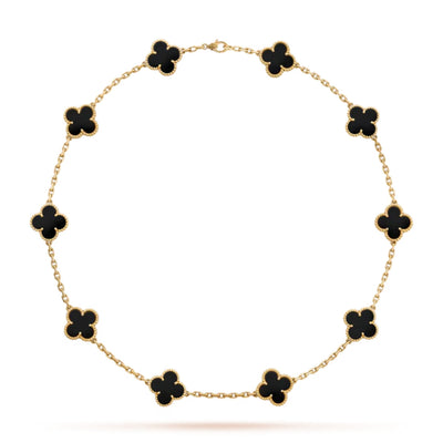 FLORAL CLOVER NECKLACE 10 MOTIFS - BLACK