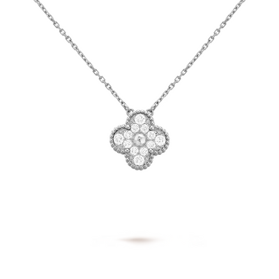 FORTUNE CLOVER NECKLACE | CUBIC ZIRCONIA/SILVER