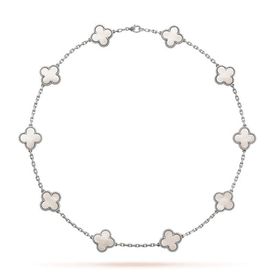 FLORAL CLOVER NECKLACE 10 MOTIFS - SILVER