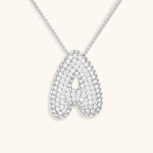 Bubble Initial Diamond Necklace