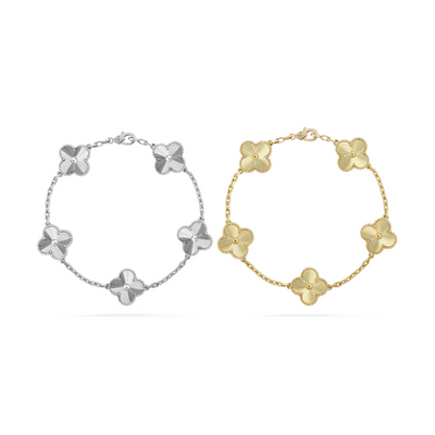 FORTUNE CLOVER BRACELET SET | SILVER + GOLD