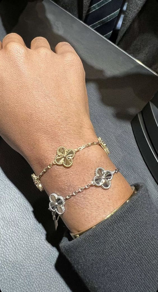 FORTUNE CLOVER BRACELET SET | SILVER + GOLD