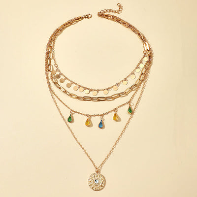 MULTILAYER NECKLACE WITH CRYSTALS