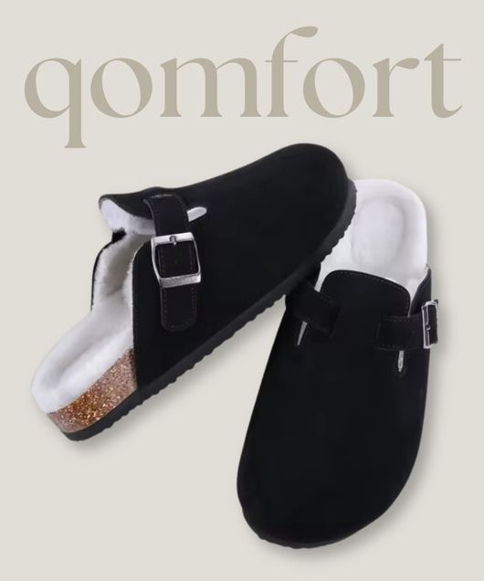 Fur-lined Suede Clogs by Qomfort