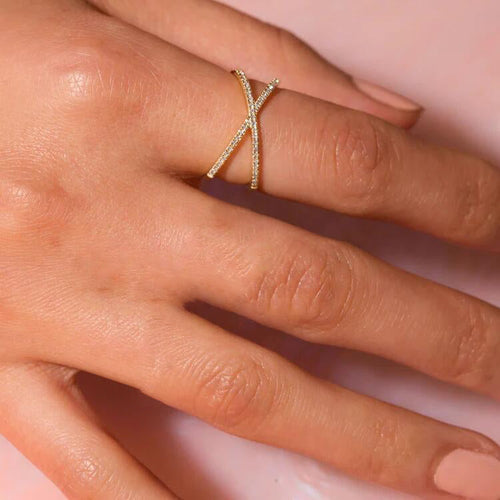 Nia Gold Diamond Cross Ring