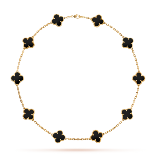 LUXURIOUS CLOVER NECKLACE 10 MOTIFS - BLACK