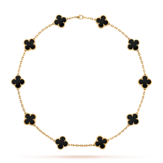LUXURIOUS CLOVER NECKLACE 10 MOTIFS - BLACK
