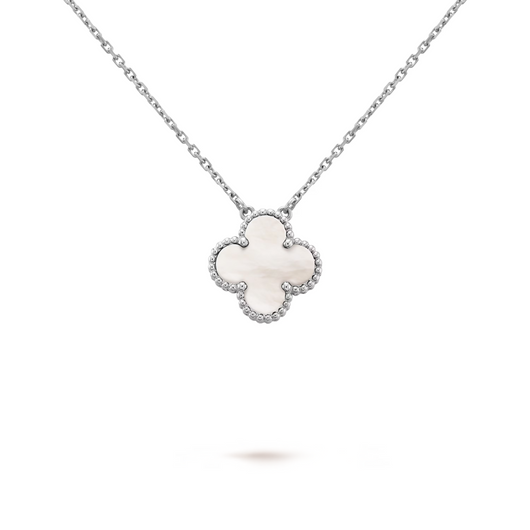 FORTUNE CLOVER NECKLACE | WHITE/SILVER