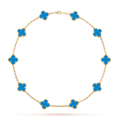 LUXURIOUS CLOVER NECKLACE 10 MOTIFS - BLUE