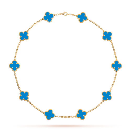 LUXURIOUS CLOVER NECKLACE 10 MOTIFS - BLUE