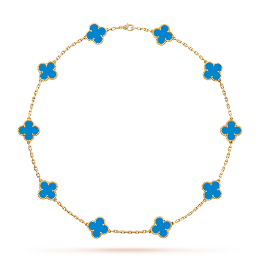 LUXURIOUS CLOVER NECKLACE 10 MOTIFS - BLUE