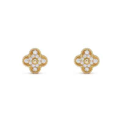 FORTUNE CLOVER EARRINGS | CUBIC ZIRCONIA/GOLD