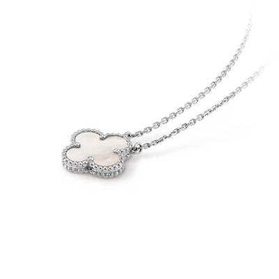 FORTUNE CLOVER NECKLACE | WHITE/SILVER
