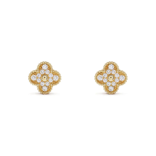 FORTUNE CLOVER EARRINGS | CUBIC ZIRCONIA/GOLD