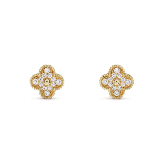 FORTUNE CLOVER EARRINGS | CUBIC ZIRCONIA/GOLD