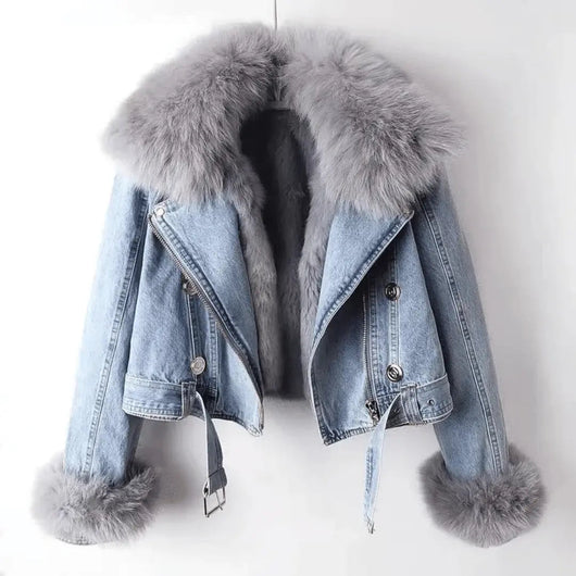 Valencia Luxe Fur-Lined Denim Jacket