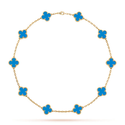 FLORAL CLOVER NECKLACE 10 MOTIFS - BLUE