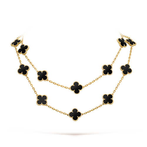 FLORAL CLOVER NECKLACE 20 MOTIFS - BLACK