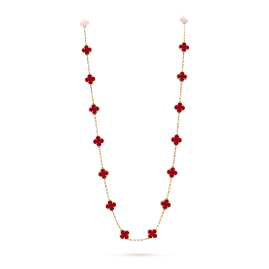FLORAL CLOVER NECKLACE 20 MOTIFS - RED