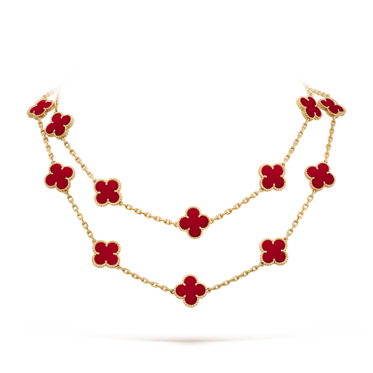 FLORAL CLOVER NECKLACE 20 MOTIFS - RED