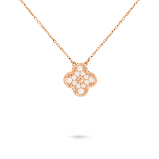 FORTUNE CLOVER NECKLACE | CUBIC ZIRCONIA/ROSE GOLD