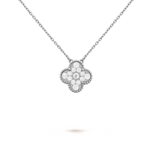 FORTUNE CLOVER NECKLACE | CUBIC ZIRCONIA/SILVER