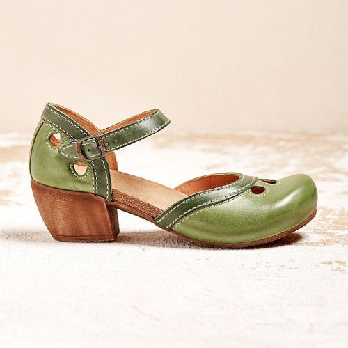 Celora Low Heel Leather Sandals