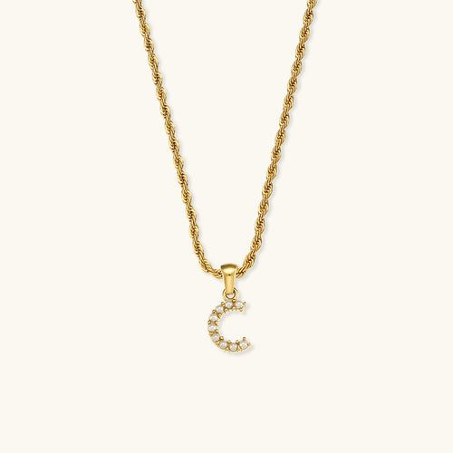 Elodie Initial Letter Pearl Necklace