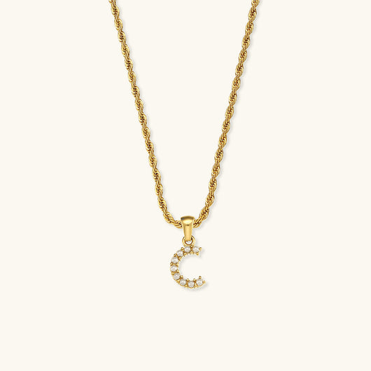 Elodie Initial Letter Pearl Necklace