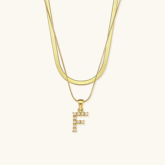 Fiona Layered Gold Initial Letter Necklace