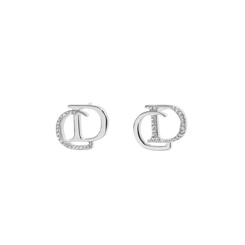 Diamond CD Earrings Silver