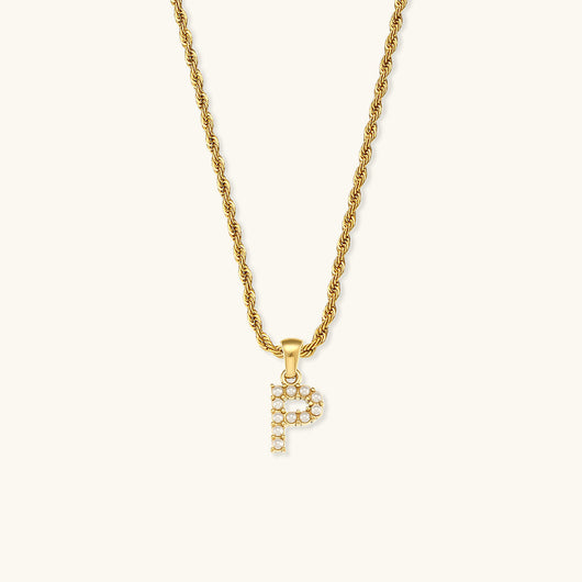 Elodie Initial Letter Pearl Necklace