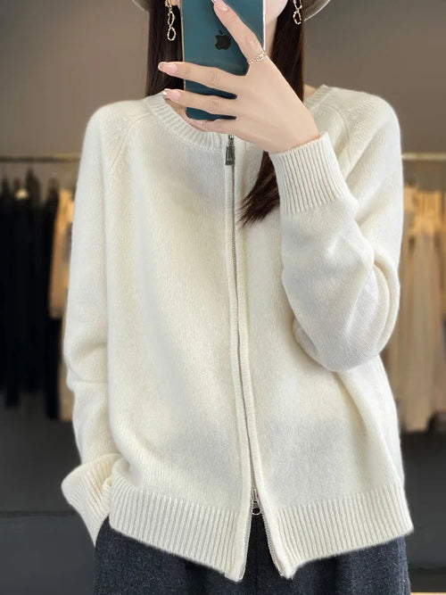 Lunara Cotton Zip-Up Sweater