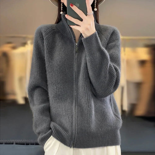 Liora Wool Zip Cardigan