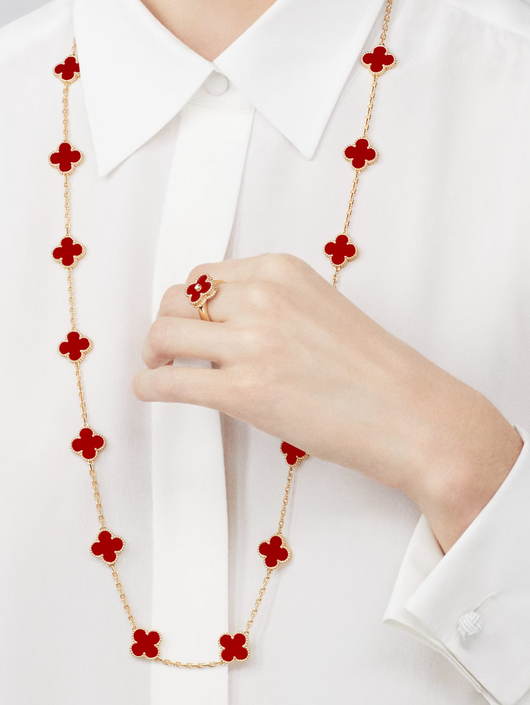 FLORAL CLOVER NECKLACE 20 MOTIFS - RED