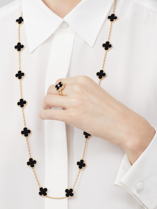 FLORAL CLOVER NECKLACE 20 MOTIFS - BLACK