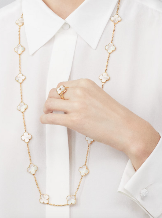 FLORAL CLOVER NECKLACE 20 MOTIFS - WHITE/GOLD