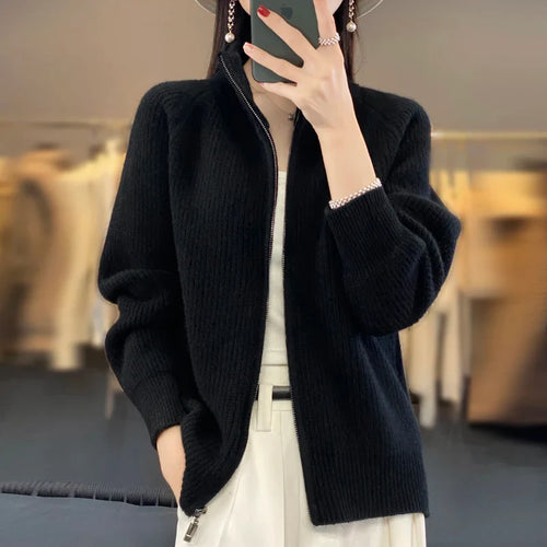 Liora Wool Zip Cardigan