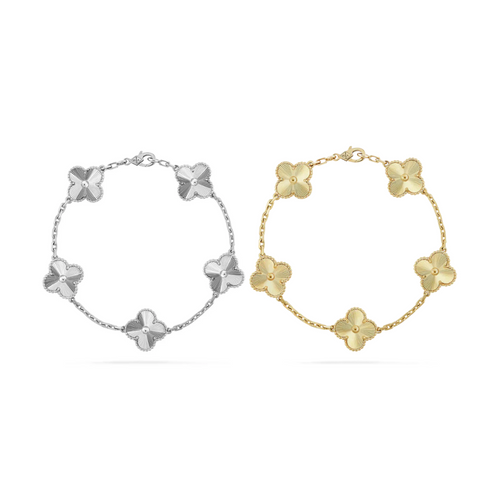 FORTUNE CLOVER BRACELET SET | SILVER + GOLD