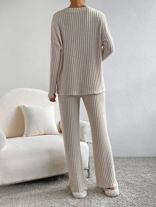 Serena Ribbed Knit Trousers and Jumper Set for Women