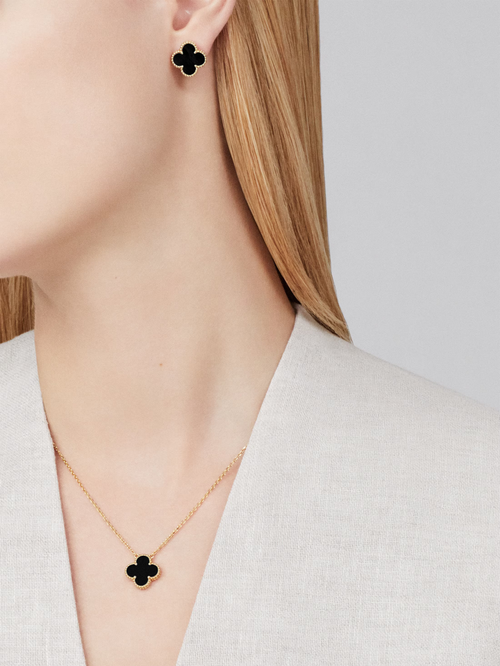 FORTUNE CLOVER NECKLACE | BLACK/GOLD