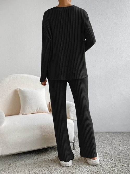 Serena Ribbed Knit Trousers and Jumper Set for Women