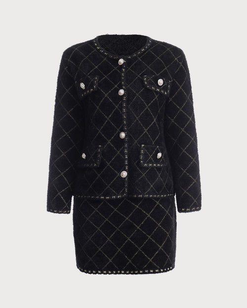 The Argyle Cardigan And Mini Skirt Set