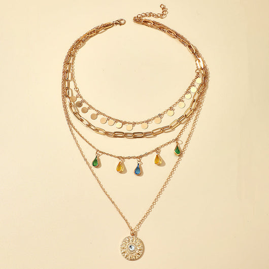 MULTILAYER NECKLACE WITH CRYSTALS