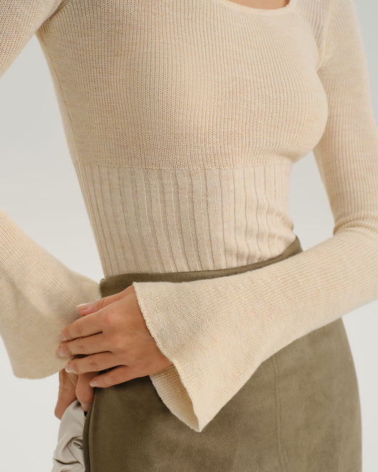 Apricot Bell Sleeve Knit Tee