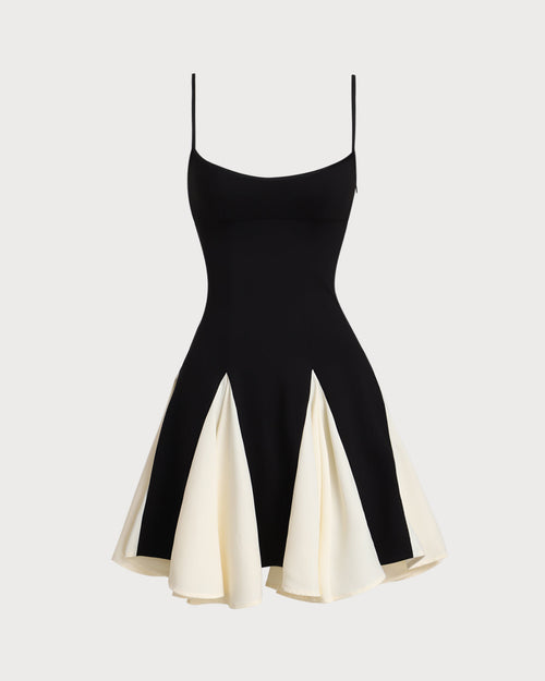 Black Contrast Slip Mini Dress
